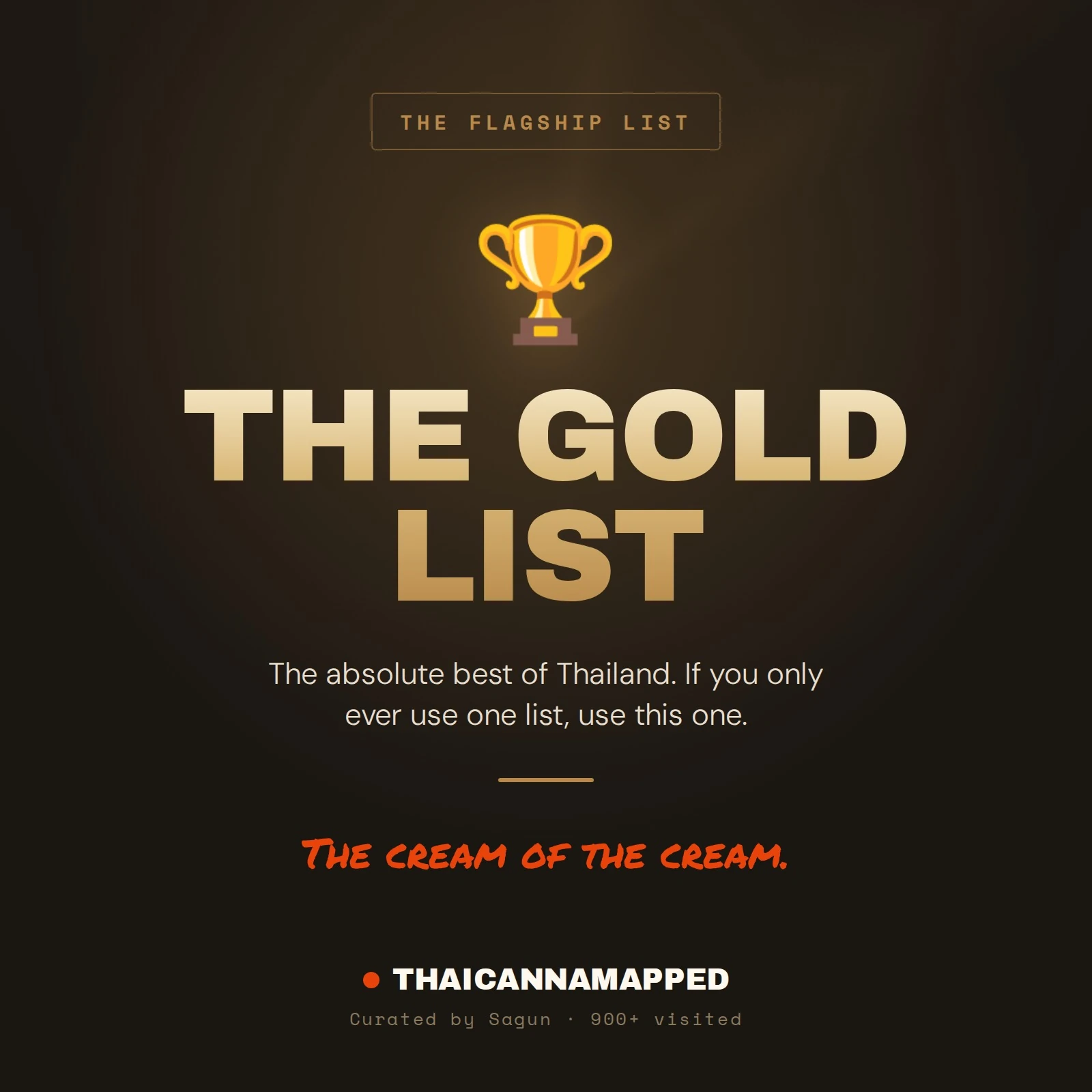 The Gold List, ThaiCannaMapped's flagship curated Google Maps list of Thailand's best cannabis dispensaries